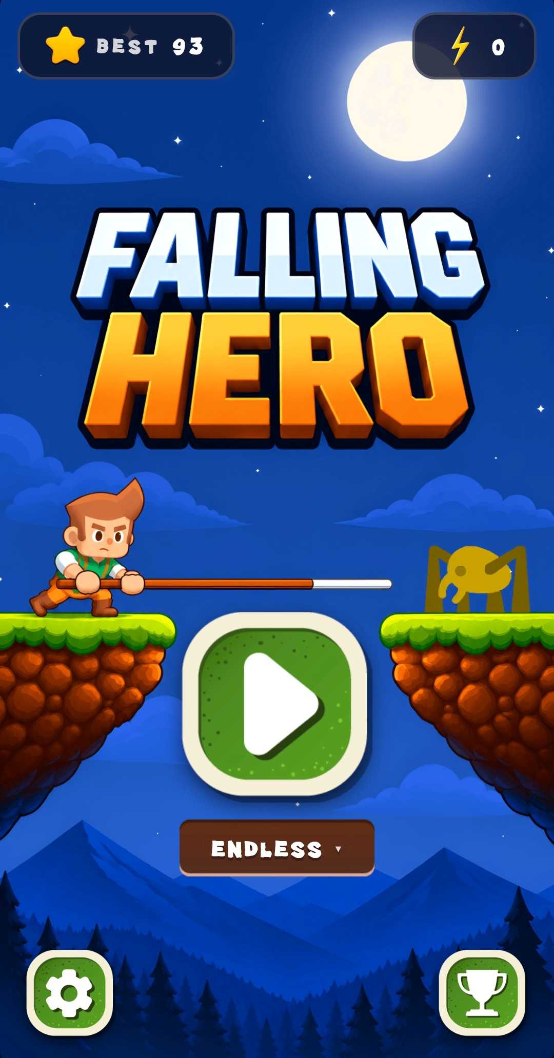 Falling Hero main menu